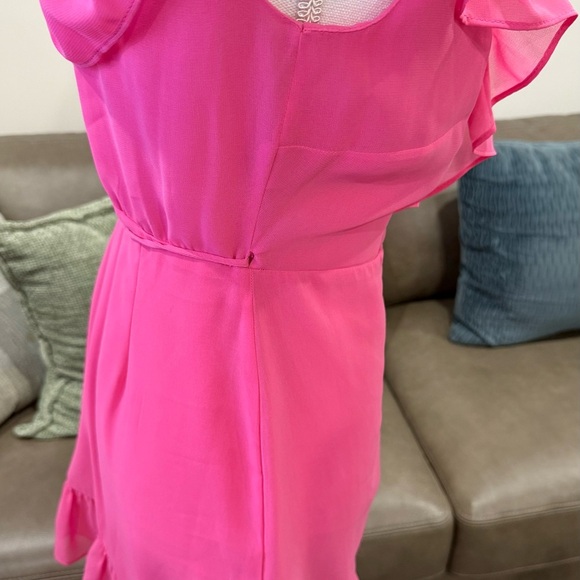 MNG-Mango One Shoulder Pink Mini Wrap Dress Size XS Barbiecore Coquette - Picture 8 of 9